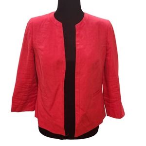 Talbots Linen Red Blazer Size 2P